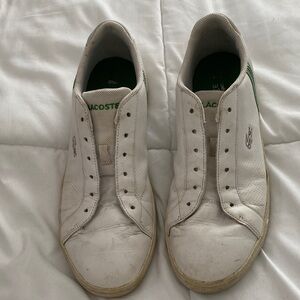 Vintage Lacoste White Low-Top Sneakers with Green Logo